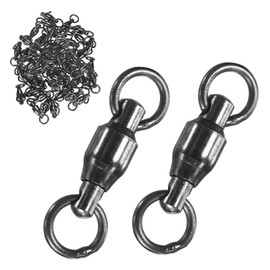 M METERXITY 50-Pack Ball Bearing Fishing Swivels, 0# 0.59In (15mm) Stainless Steel Lure Leader Line Connector for Fishing/Saltwater/Freshwater, High Strength Welded Ring [Black]