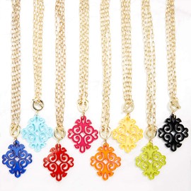 ZENZII Twirling Blossom Resin Pendant 2-in-1 Necklace with Toggle - Long Fashion Swirl Emblem Acrylic Charm with Gold Chain for Women (Mint)