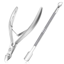 Cuticle Nipper with Cuticle Pusher-Professional Grade Stainless Steel Cuticle Remover & Cutter-Durable Manicure and Pedicure Tool-Beauty Tool Perfect for Fingernails and Toenails (Quarter Jaw)