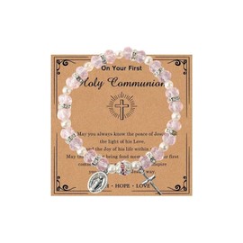 POYAMUSE Catholic Rosary Bracelet for Women - Beaded Religious Jewelry, Cross Bracelet for Women, Spiritual Accessories - Black