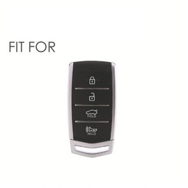 Leather Remote Car key Fob Cover Case Shell Fit For Genesis G70 G80 G90 2021 Keyless (Brown)