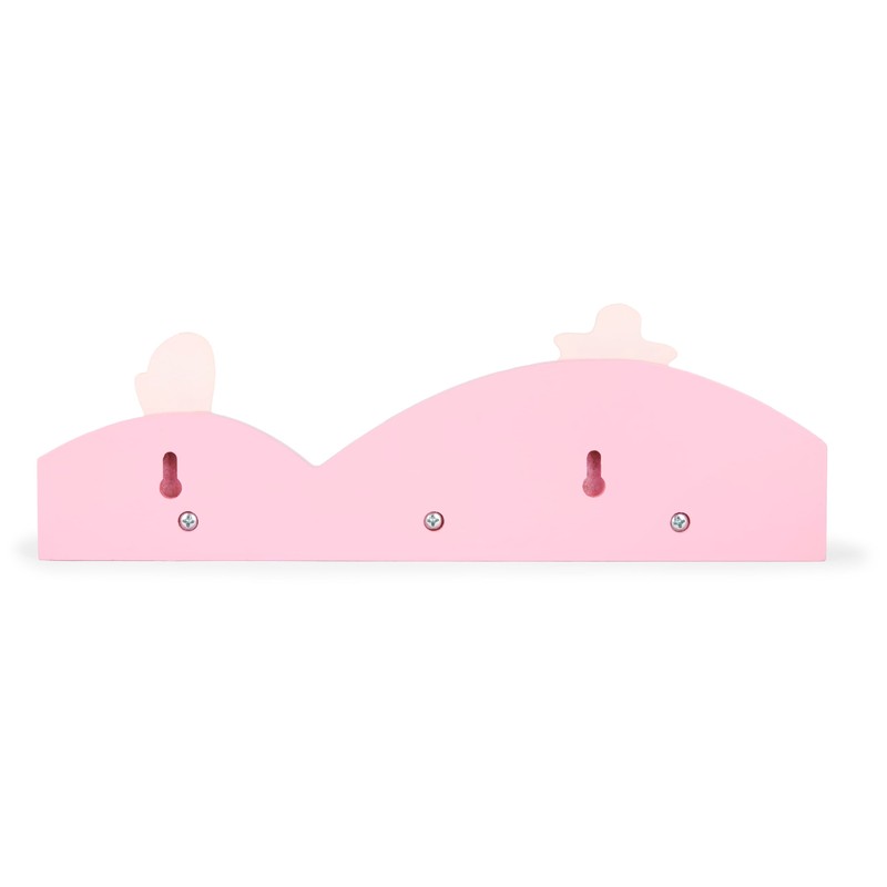 Mousehouse Gifts Children's Pink Princess Triple Wooden Coat Hooks Wall