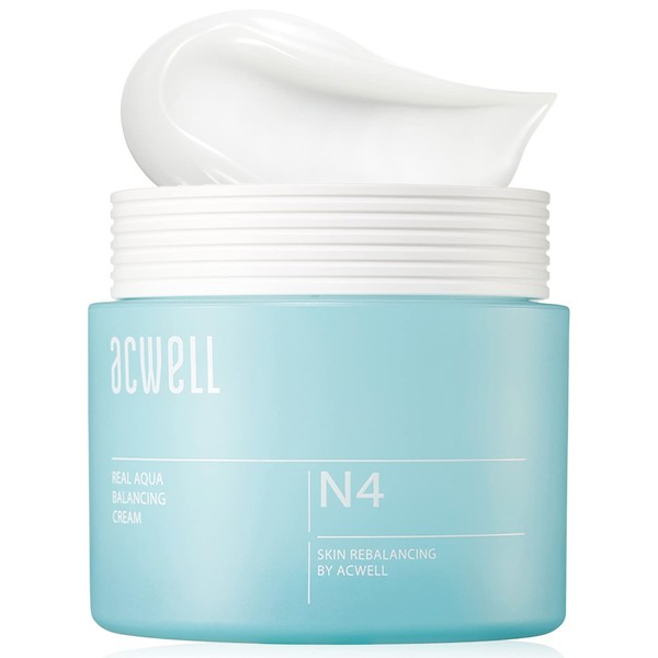 ACWELL Real Aqua Balancing Cream 1.69 fl.oz. - Moisturizing pH Balancing Face Cream, Soothing Skin Troubles and Redness for Sensitive Skin, Refreshing Gel Moisturizer, Improving Skin Texture