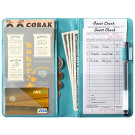 CoBak Server Book – Compact Organizer with Clear and Money Pockets, Pen Holder, Fits Apron Perfectly, Leather Waitress Book