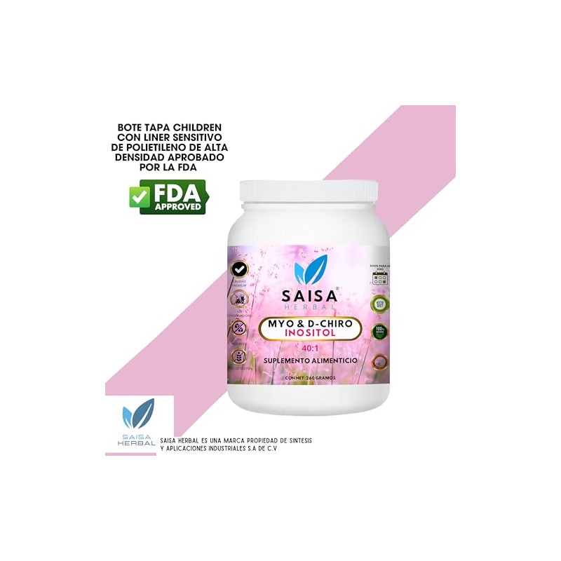 Myo Chiro Inositol 260 Gramos Relación Optima Saisa Herbal