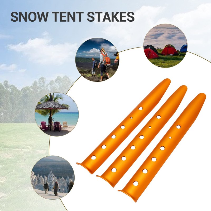 Tuperoymse 6Pcs Snow and Sand Tent Stakes Pegs Aluminum Alloy