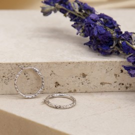 Carissima Gold Women's 9 ct White Gold 18 mm Diamond Cut Round Creole Earrings