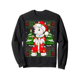 Polar Bear Christmas Lights Santa Costume Ugly Xmas Sweaters Sweatshirt