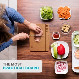 Wood Cutting Boards for Kitchen - Composite Wooden Fiber Cutting Board, Dishwasher Safe Chopping Board - Thin and Lightweight Meat Cutting Board - Large Cutting Board 14.5 x 11 in (Natural)