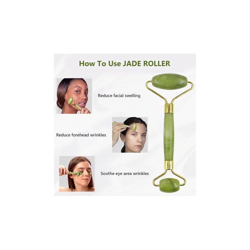 Rodillo Masaje Facial Gua Sha De Jade Antienvejecimiento Kit