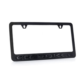JEEP Cherokee License Plate Frame - Blacked Out Metal Engraved