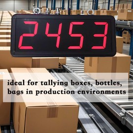 Digital Counter, Infrared Sensor with Large LED Display, 4-in Display Smart Counter Counts Up 0 to 9999 for Automatic Conveyor Belting, Factory Conveyor, Red Color