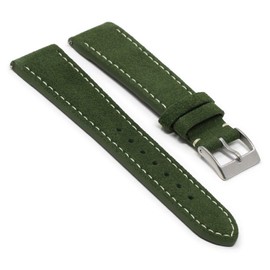 StrapsCo Classic Suede Leather Quick Release Watch Band Strap - Green - 20mm - Long Length