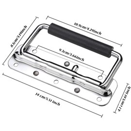 Guanici Pack of 2 Box Handles, Folding Handle, Stainless Steel, Spring-Loaded Box Handle, Hardware Boxes, Handle, Silver Handles, Pull Heavy Sturdy Chest Handles with Spring for Speaker Boxes, Tool