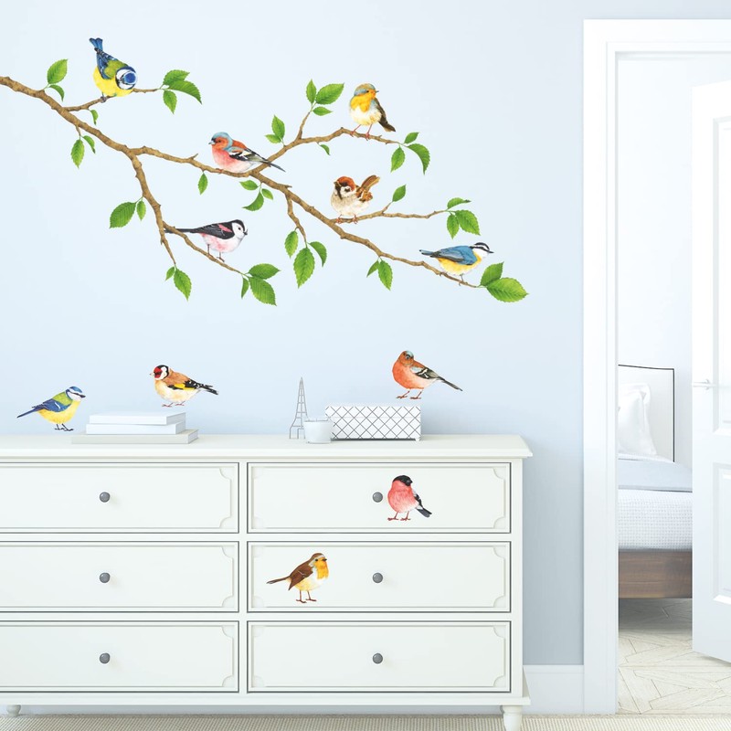 DECOWALL DS-8036 Garden Birds (Small) Kids Wall Stickers Decals Peel