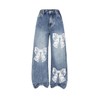BEAUDRM Girl's Y2k Bow Print Baggy Jeans Wide Leg High