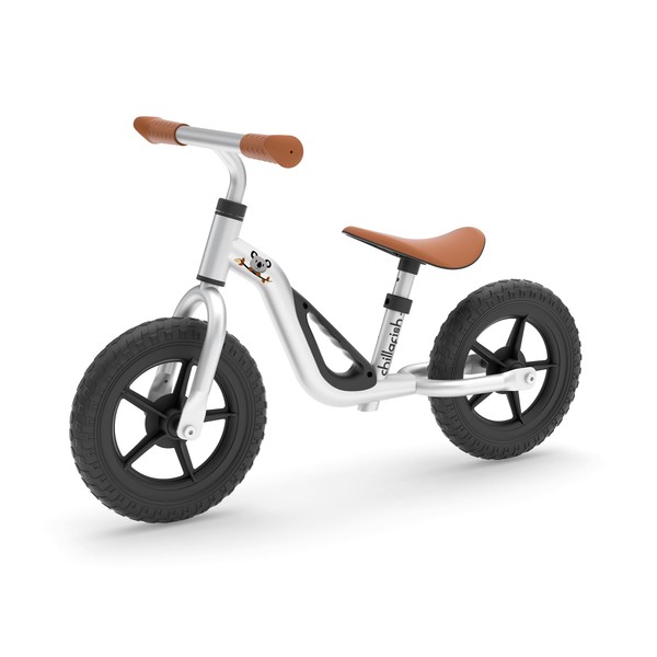 Chillafish Charlie Lightweight Toddler Balance Bike, Cute Trainer for 18-48 Months, Learn to Bike with 10" inch no-Puncture Wheels, Adjustable seat and Carry Handle., Silver