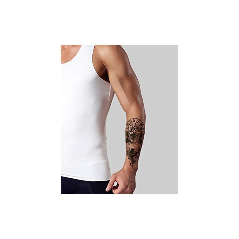 Temporary Wolf Tattoo Animal Tattoo Arm Tattoo XQB088x2 2 Sheets