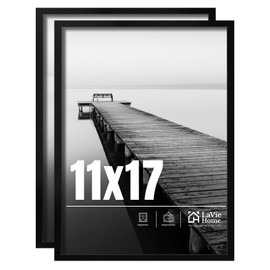 LaVie Home 11x17 Picture Frame 2 pack, Display Pictures 11 x 17 Poster Frame, 11x17 Black Photo Frame with HD Plexiglass, Display Frame for Vertical or Horizontal, Classic Collection