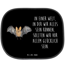 Mr. & Mrs. Panda Car Sun Shade Bat Wings, black, Hand Drawn