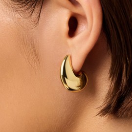 MUMREUES Gold Earrings for Women Trendy 14K Gold Plated Chunky Earrings Dainty Minimalist Simple Drop Earrings Hypoallergenic Studs Earrings Jewelry Gifts for Her