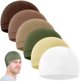 Haysandy 6 Pcs Men Cooling Skull Cap Helmet Liner Sweat Wicking Beanie Head Wrap Bicycle Cycling Running Hat (Earth Tone Style)