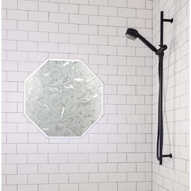 Autotech Park Precut Octagon Window Film, Floral Series 5 Design, Self Static Adhesive Cling, 21 inch Width