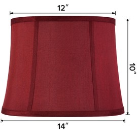 GOSO Medium Red Drum Lamp Shade for Table Lamps Floor Lamp,12x14x10 inch (Spider) Natural Fabric Faux Silk Lampshades Replacement, Art Deco Vintage Lamp Shades for Living Room&Bedroon-Easy Assembly