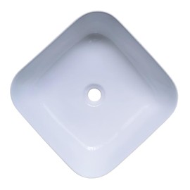KINGWONG 15 Inch Square and Round Corners Bathroom sink Rectangular Vessel Sink Countertop Sink White Porcelain Vessel Sink without Overflow Hole 15 x 15 in(385x385mm)