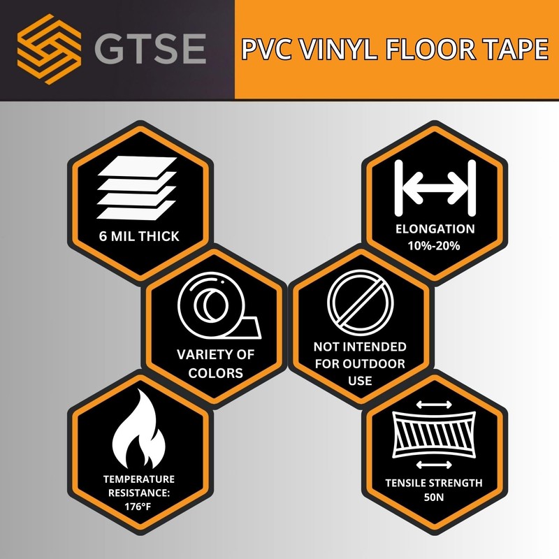 GTSE 100mm x 33m, Black, Wide PVC Vinyl Floor Tape,
