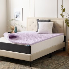 Lucid Lavender Infused 2 Inch Memory Foam Mattress Topper - Twin XL Size - Plush Feel - 5 Convoluted Zones - CertiPUR Certified - New Home Owner & Dorm Room Essentials