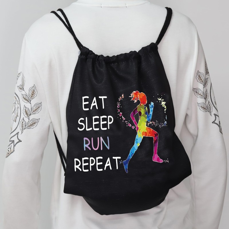 JYTAPP Runner Drawstring Bag Marathon Running Gifts Eat Sleep Run