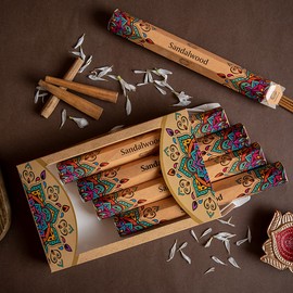 Raajsee Incense Sticks 15 Sticks x 5 Pack -100% Pure Organic Natural Sandalwood Inscent Sticks- Hand Rolled Free from Chemicals -Perfect for Church Aromatherapy, Meditation