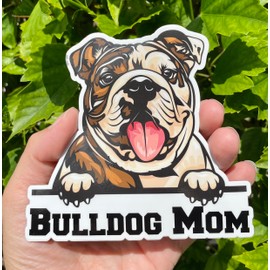 WickedGoodz Bulldog Mom Vinyl Sticker- Bulldog Dog Breed Decal - Die Cut for Laptops Tumblers Windows Cars Trucks