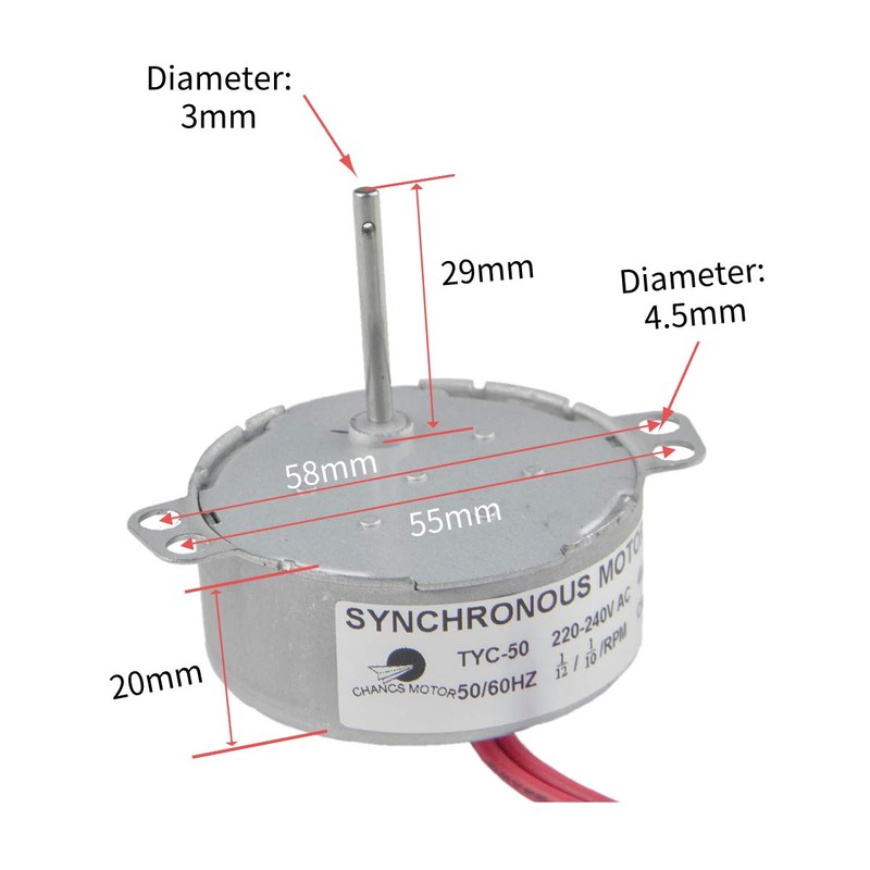 CHANCS TYC-50 220V 0.083-0.1RPM CCW Low Speed Mini Gearbox Torque