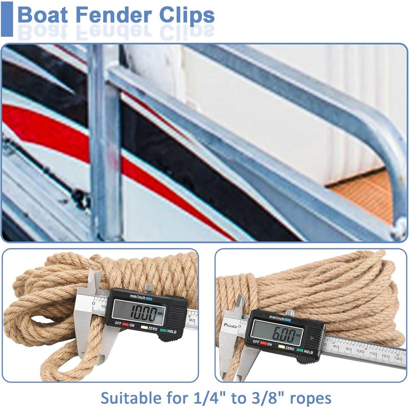 Pontoon Fender Clips for Square Rails, Mental Pontoon Boat Bumpers