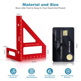 Jimtoiny 3D Multi-Angle Measuring Ruler, Professional 45 90 Degree Aluminum Alloy Woodworking Square Protractor, Miter Triangle Ruler, Precision Layout Measuring Tool Metric Construction Rulers