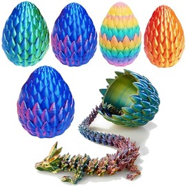 Qxbuhe 12inch 3D Printed Dragon Egg,Mystery Crystal Dragon Fidget Toys,Articulated Dragon,Home Desk Decor Easter Surprise Dinosaur Eggs,Adults Fidget Toys for Autism/ADHD (Colorful Pink)