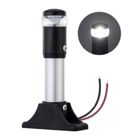LED Boat Navigation Light, 360 Degree All Round Marine Anchor Light, Waterproof, Aluminum Pole, Easy Install for Boats Yacht Pontoon DC10-30V (Fixed Base, 4 Inchs)