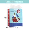 LEAYUGF 13" Large Sky Blue Christmas Gift Bag with Tissue