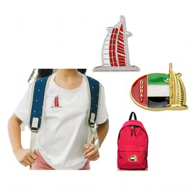 2 Dubai Architecture Pins, Dubai Tourism Souvenir Pins, Metal Drip Oil Alloy Badge