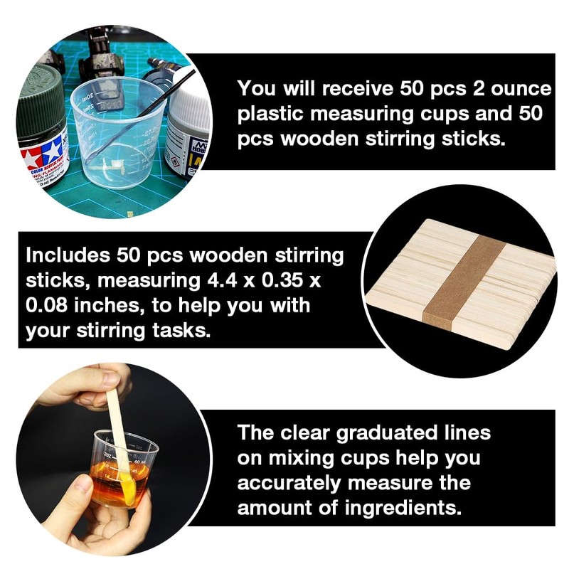 Pharamat 50 Pack 2 Ounce Plastic Graduated Cups, Transparent Scale