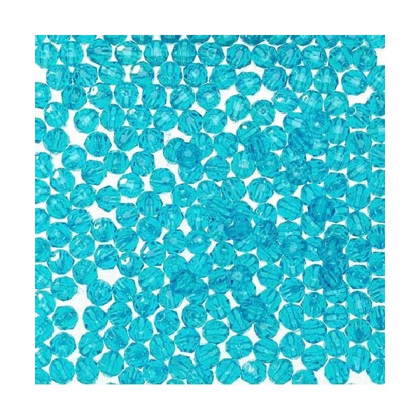 8mm Faceted Plastic Beads Transparent Turquoise Bulk 1,000 Pieces