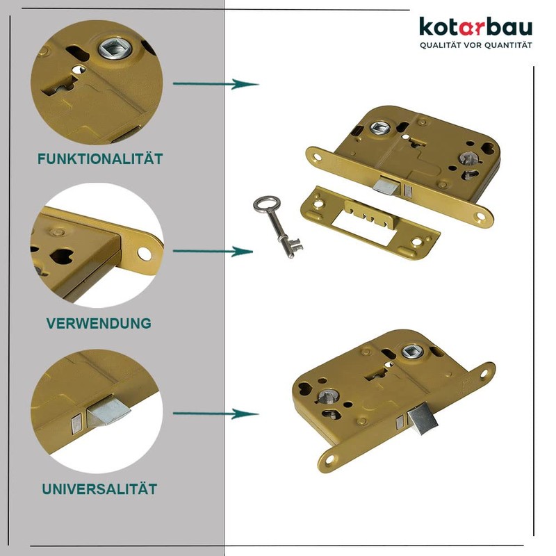 KOTARBAU® Universal BB Mortice Lock 72/45 mm for Internal Doors