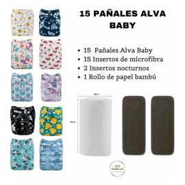 Paquete 15 Pañales Alva Baby                                                                                                                          