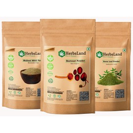 HerbsLand® 100% Natural Beetroot (SuperFood) (Beta Vulgaris), Multani Mitti FacePack and Neem Leaf Powder For Face & Skin Care (100gm Each)