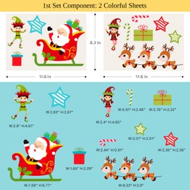 Glitzkind Christmas Window Clings – Santa Claus, Reindeer, Snowflakes | Colorful Reusable Xmas Stickers for Glass, Mirrors, Home Decor | Winter Holiday Decals for Kids & Adults - Christmas Decorations