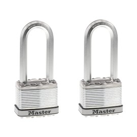 Master Lock M5XTLJ Magnum Heavy Duty Outdoor Padlock with Key, 2 Pack Keyed-Alike