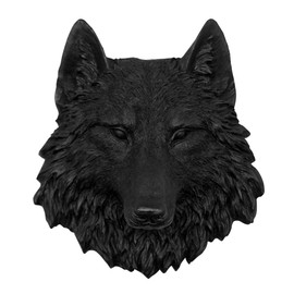 Wall Charmers Mini Black Faux Wolf Head Wall Hanging - 9" Faux Taxidermy Animal Head Wall Decor - Handmade Farmhouse Decor