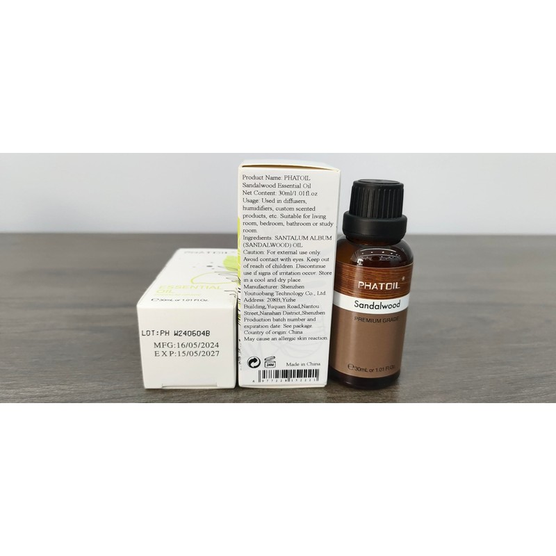 Sandalwood Essential Oil, 1.01Fl.Oz (30ML) PHATOIL Pure Essential Oil Singles